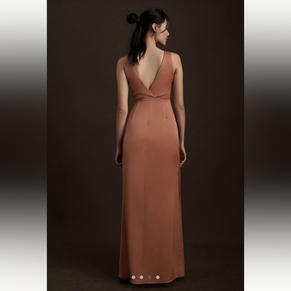 BHLDN's Piper V-neckline Bridesmaid Dress with V-silhouette Back in color Sedona - Picture 2 of 5